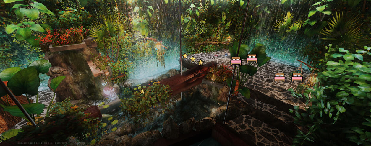 埋有床和椅子的位置可供坐下或躺平